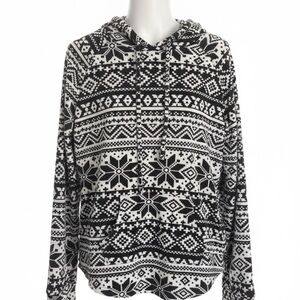 No Boundaries Black & White Fair Isle Pullover Hoodie Size XL